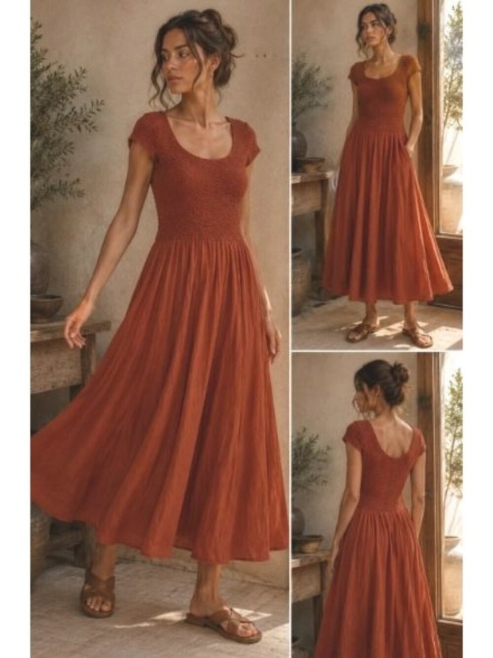 Free-est FP Darling Dress Smocked Boho Flowy Cottaagcore Southwest Western SP